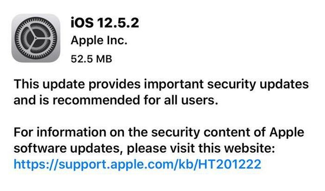 石门苹果手机维修分享iOS12.5.2发布，建议所有老苹果用户安装 
